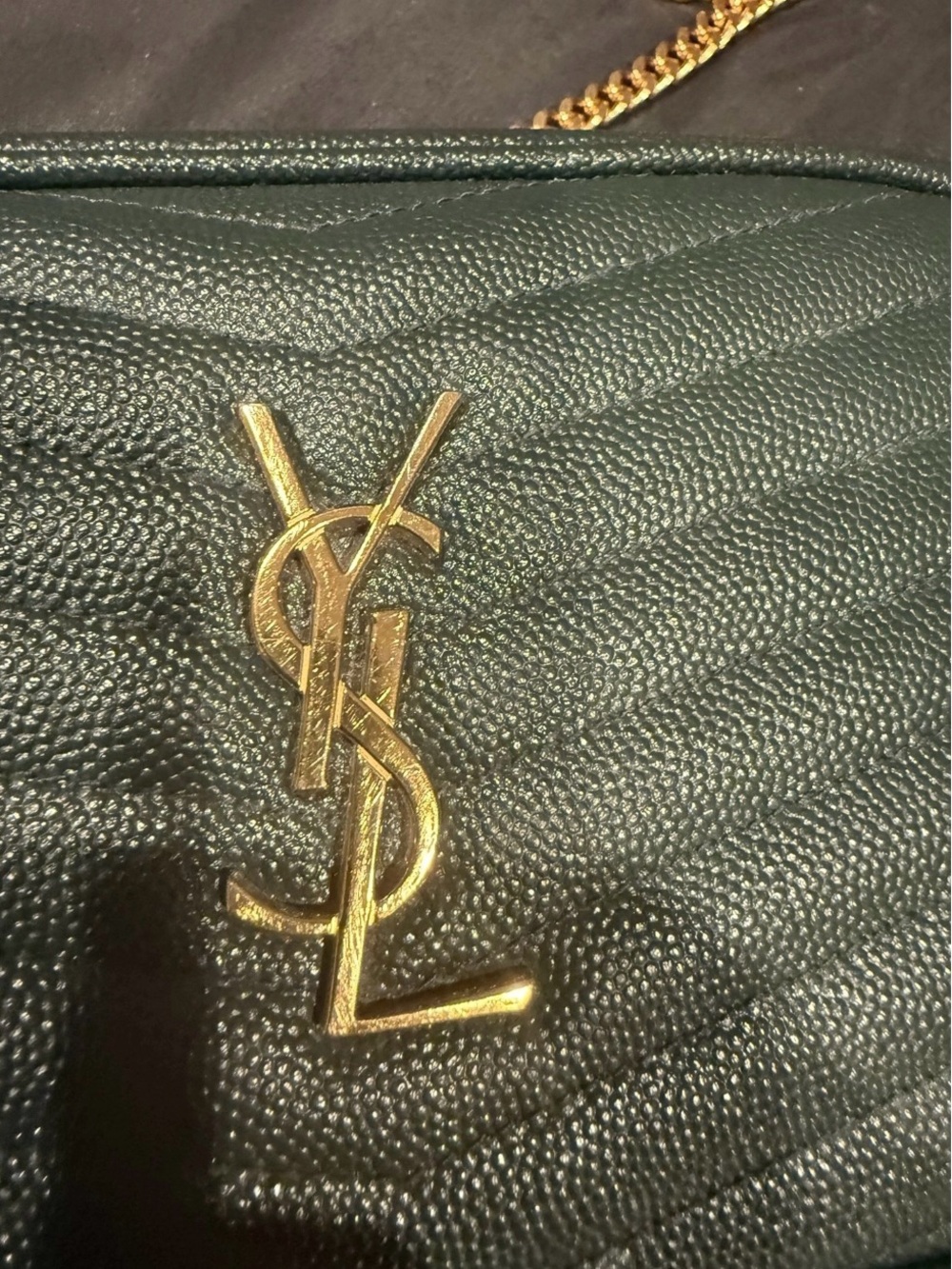 Saint Laurent Dark Olive Quilted Camera Crossbody with Gold Hardware - Picture 11 of 15